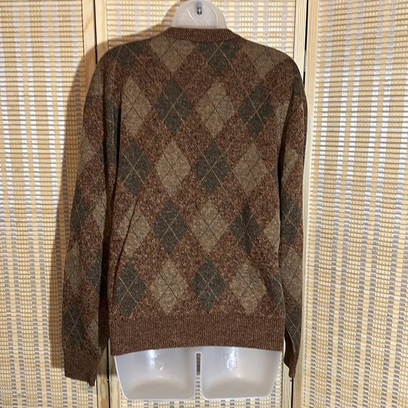 Vintage 1970s? Shades of Brown Faded Plaid Sweater Preppy Collegiate No Tags - Picture 10 of 16